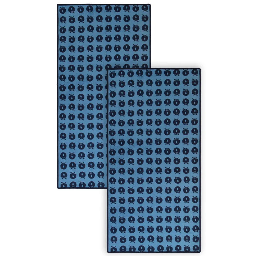 2 pak håndklæde 70x140 med æbler - Blue