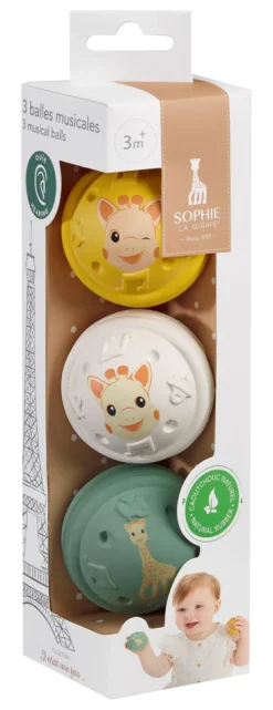 3 sansebolde med lyd Sophie la Girafe