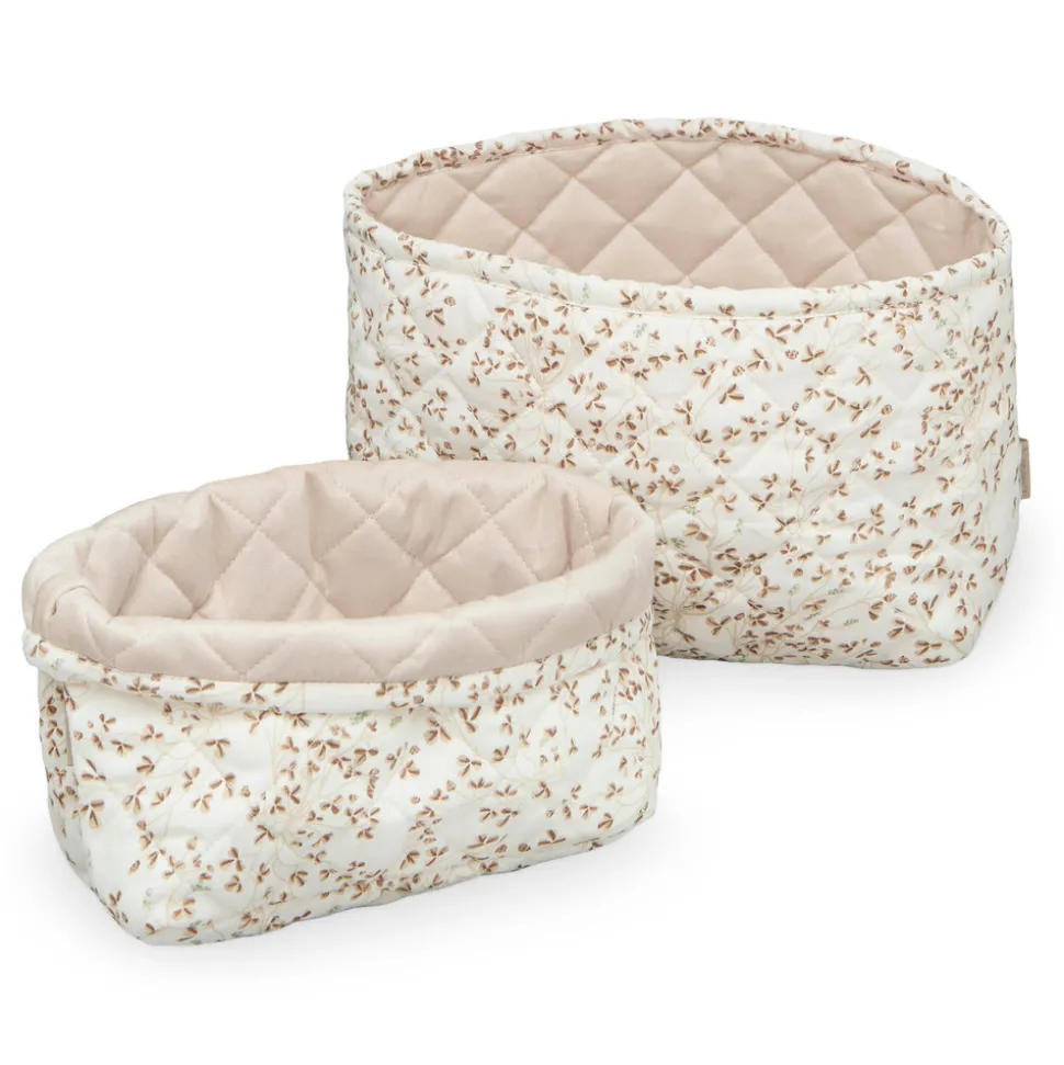 2 Stk. Quiltet Opbevaringskurv - lierre/mandel