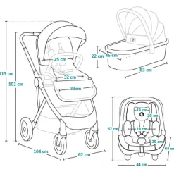 Amber 3i1 duovogn - grey graphite
