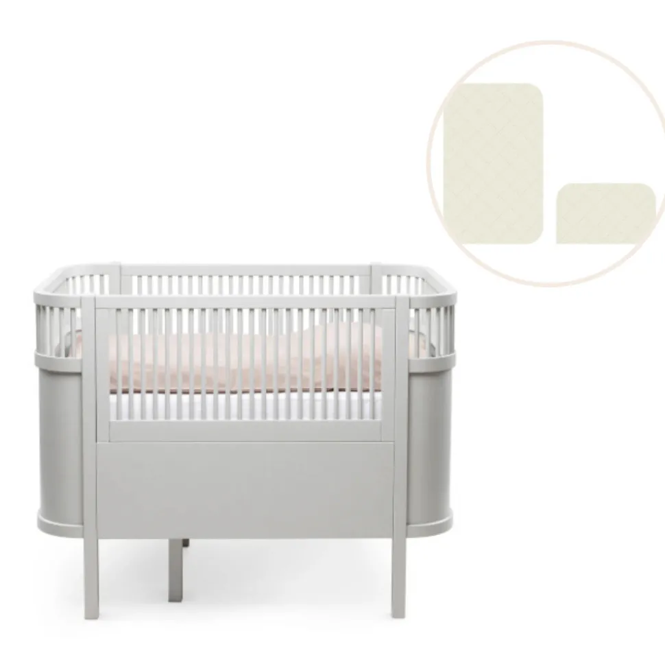 Baby & Jr. seng - Stone grå med madras