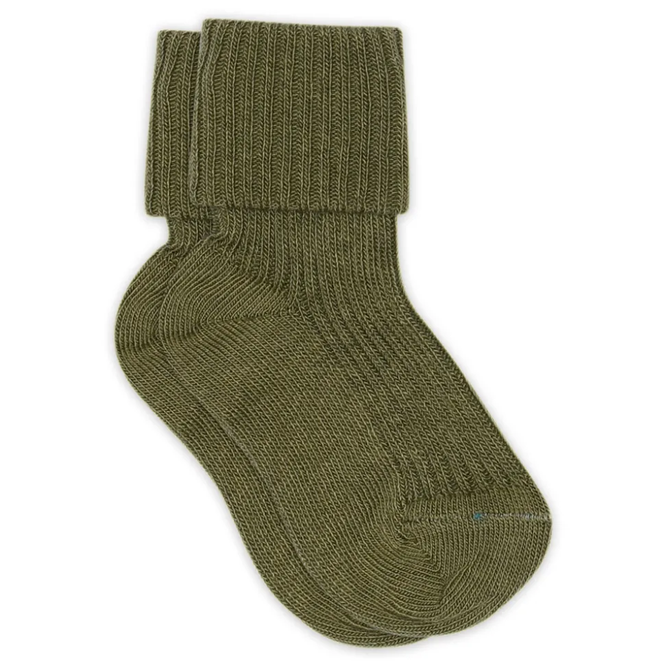 Baby rib ankelstrømpe - Olivine