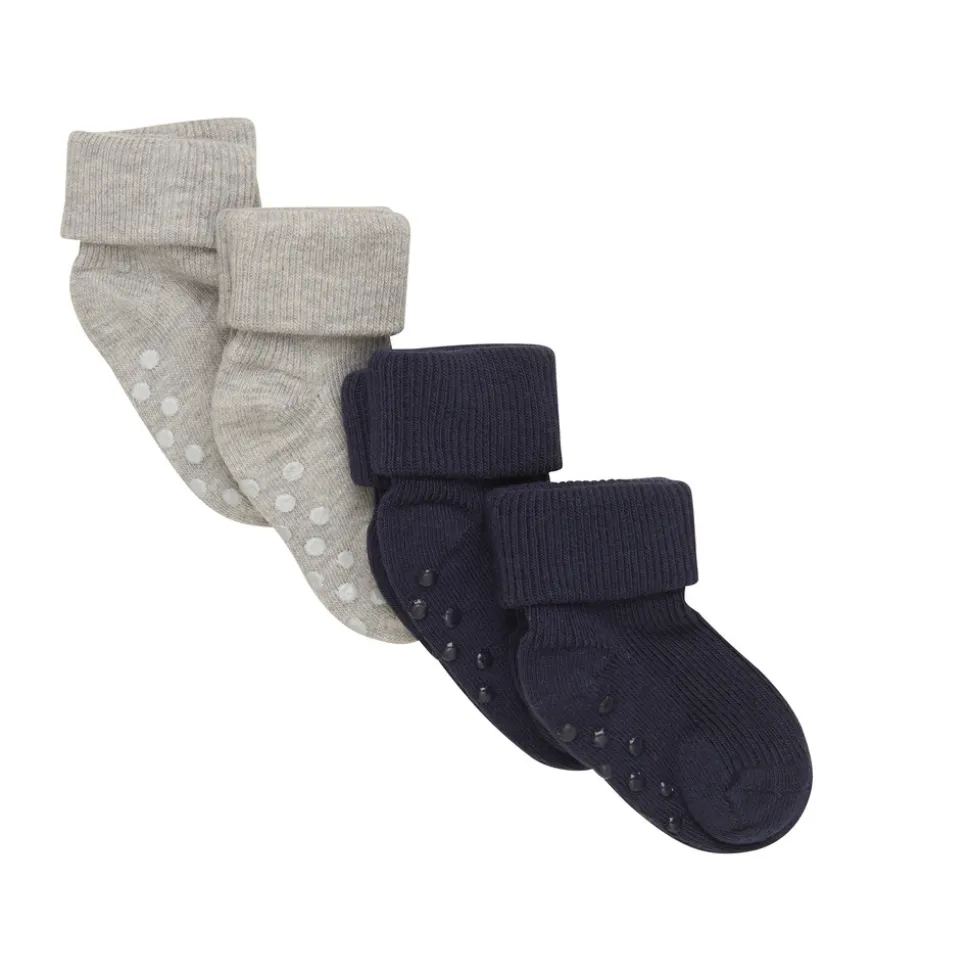 Baby rib strømpe m. ABS (4-pak) - 778