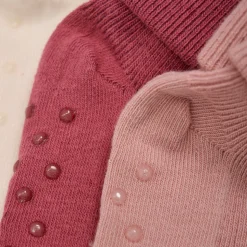 Baby rib Strømper w. ABS - Mineral Red