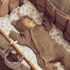 Baby sengetøj, 70x100 cm - Floral, beige