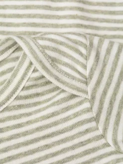 Baby Stribet Body - SAGE/ECRU