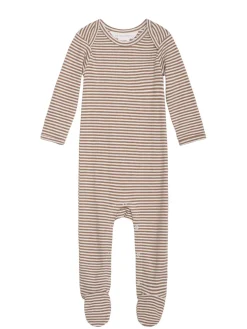 Baby Stribet Dragt - Almond/Offwhite