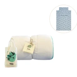 Bambus babydyne med sengetøj - Blue fog