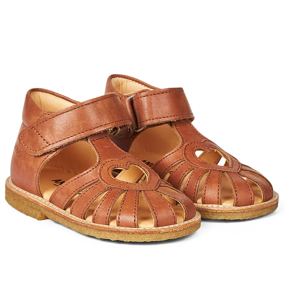Begynder sandal med hjerte - Cognac