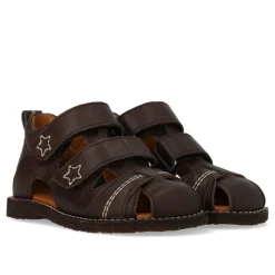 Begynder sandal med velcrolukning - Dark Brown