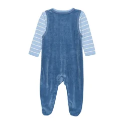 Body langærmet m.velour romper - Blue Fushion