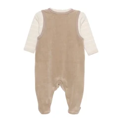 Body langærmet m.velour romper - Dune