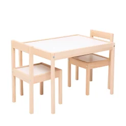 Bord- og stolesæt - hvid/natur