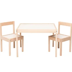 Bord- og stolesæt - hvid/natur