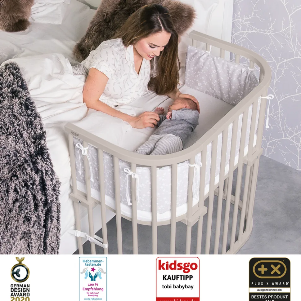 Boxspring bedside crib - beige