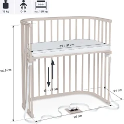 Boxspring bedside crib - beige