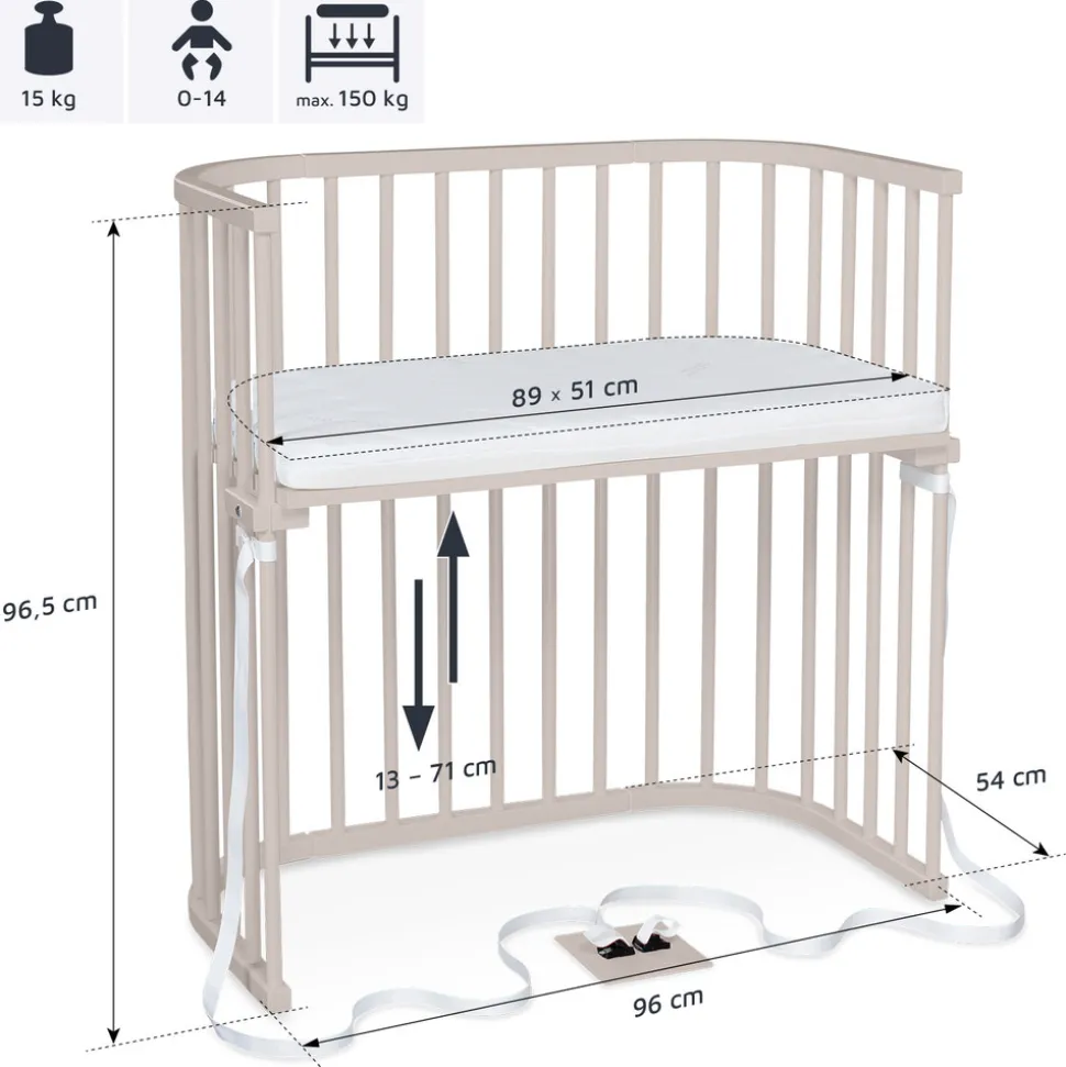 Boxspring bedside crib - beige