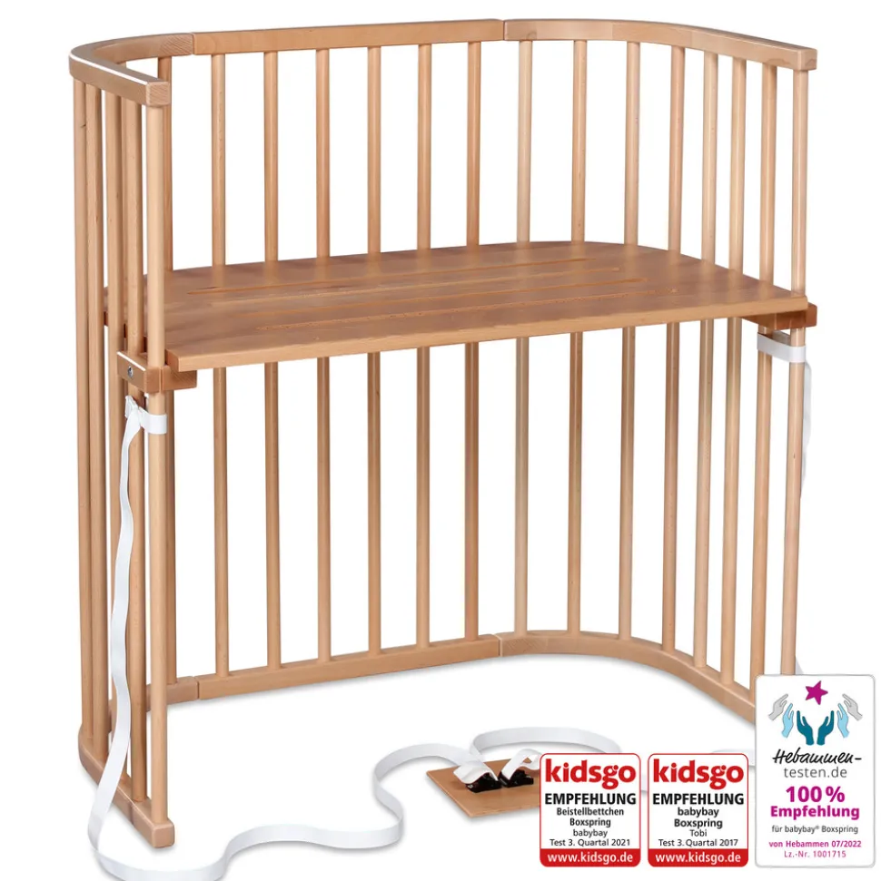 Boxspring bedside crib - natural varnished