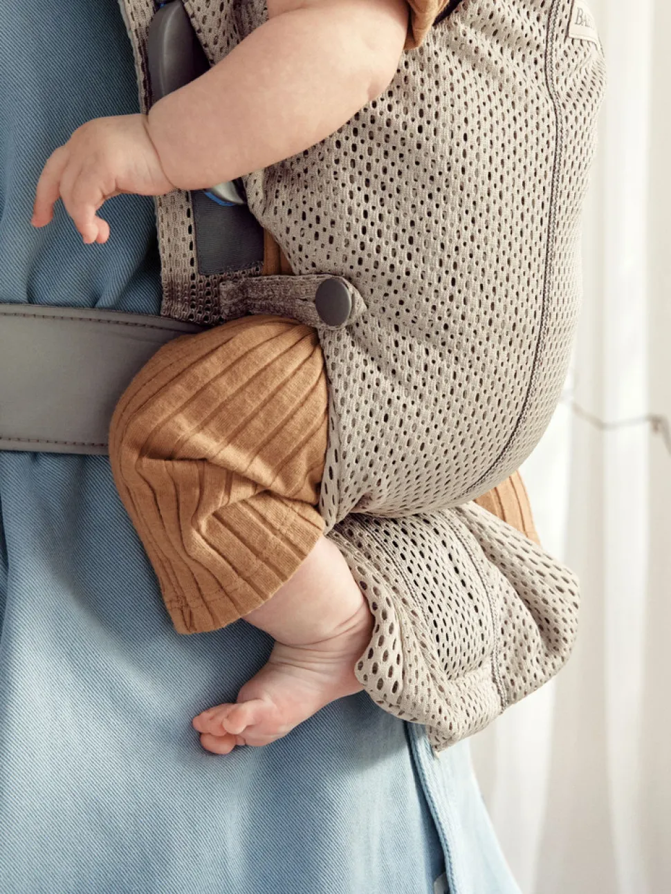 Bæresele Mini - 3D-mesh, Grå beige