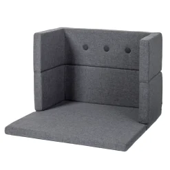 Børnesofa, firkantet - mørkegrå/sortgrå knap
