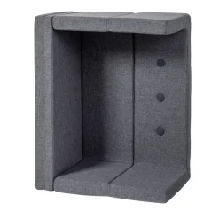 Børnesofa, firkantet - mørkegrå/sortgrå knap