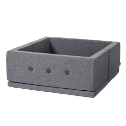 Børnesofa, firkantet - mørkegrå/sortgrå knap