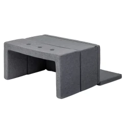 Børnesofa, firkantet - mørkegrå/sortgrå knap