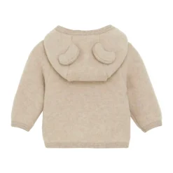 Cardigan m. Ører Uld Fleece - Camel Melange