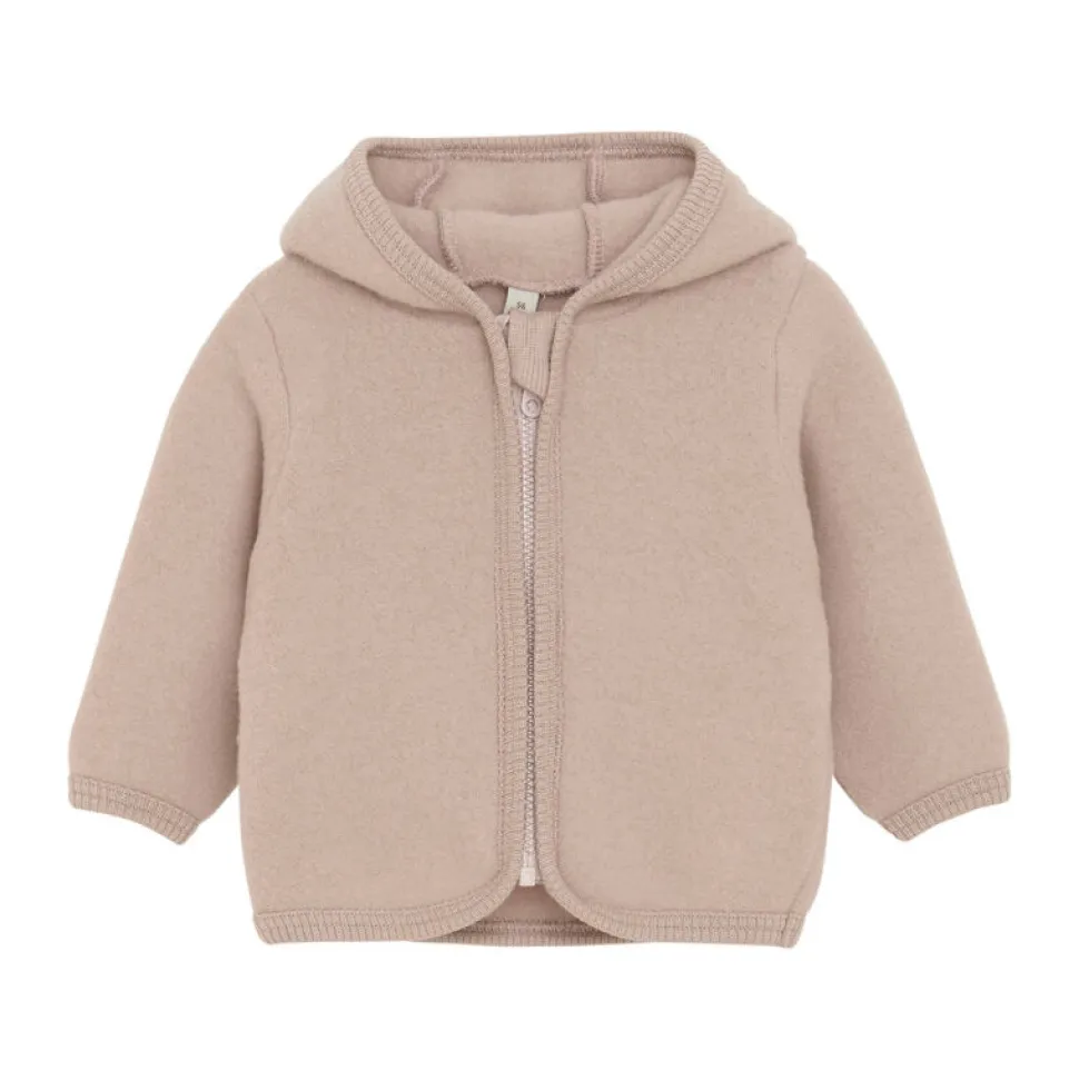 Cardigan m. Ører Uld Fleece - Mahogany Rose