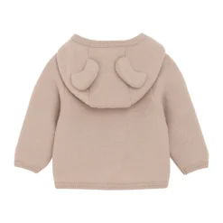 Cardigan m. Ører Uld Fleece - Mahogany Rose