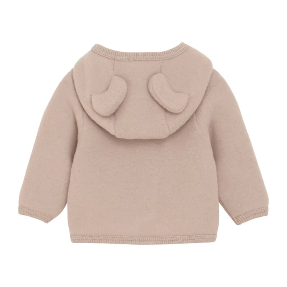 Cardigan m. Ører Uld Fleece - Mahogany Rose