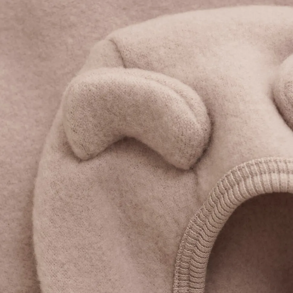 Cardigan m. Ører Uld Fleece - Mahogany Rose