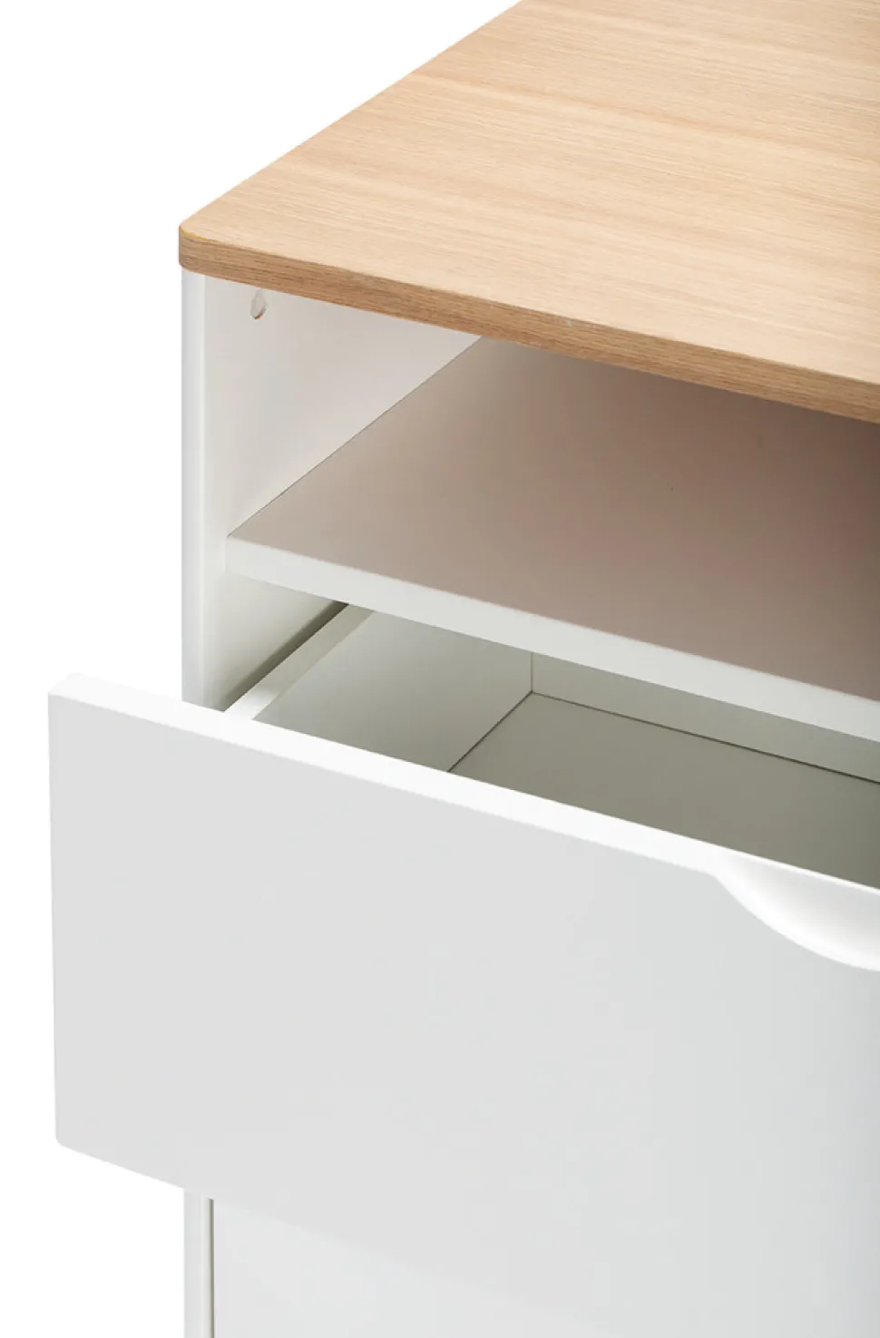 Curve puslekommode - hvid/eg