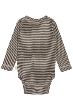 Dante Uld Body Langærmet - Coffee Bean/Dark Off White