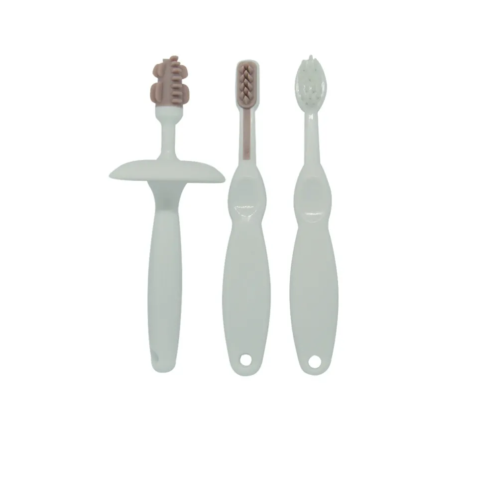 3delt trænings tandbørste sæt, blomme