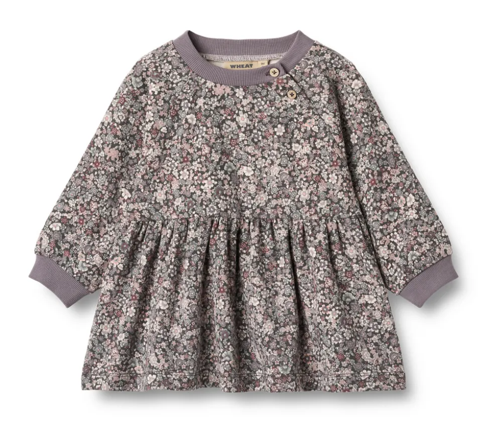 Dorthea Jersey Kjole - Purple stone flowers