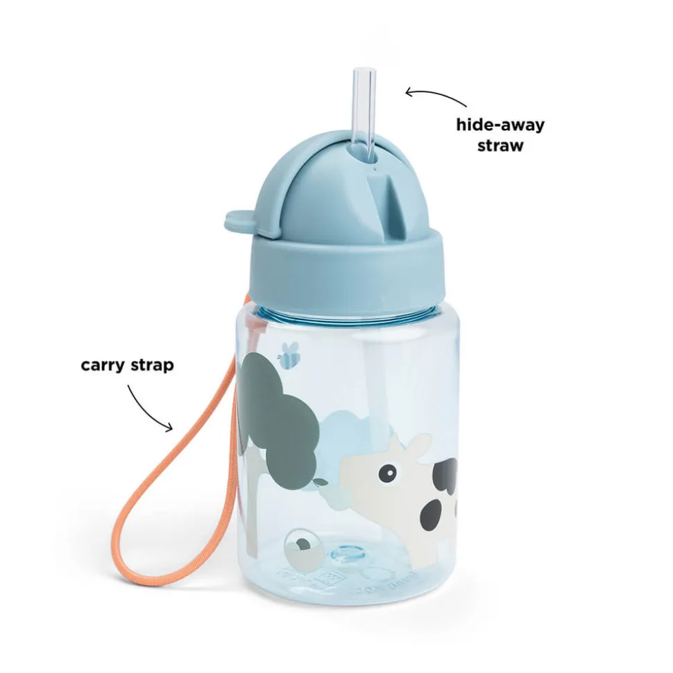 Drikkedunk m/sugerør Tiny farm Blå