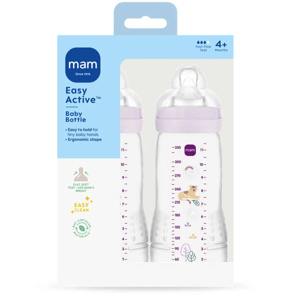 Easy Active Baby Bottle 330ml 2pk Pink