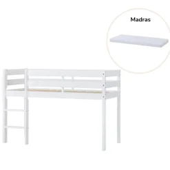 ECO Comfort halvhøj seng med madras 70x160 cm. - hvid