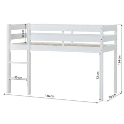 ECO Comfort halvhøj seng med madras 70x160 cm. - hvid