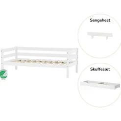 ECO Comfort Juniorseng hvid, med sengehest og skuffesæt