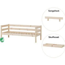 ECO Comfort Juniorseng natur, med sengehest og skuffesæt