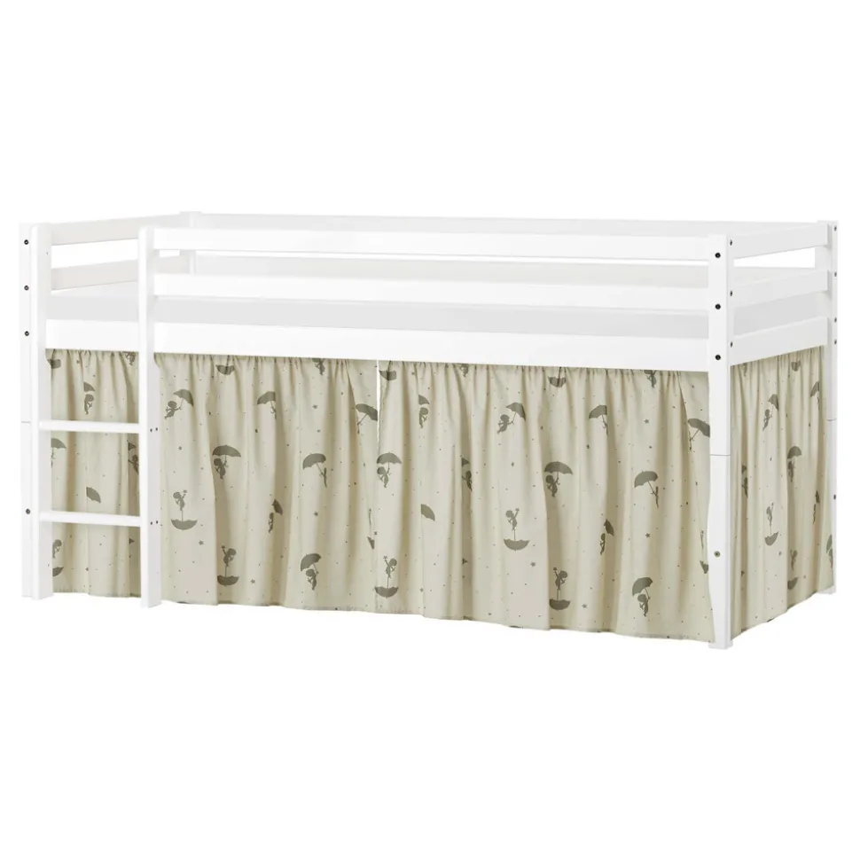 ECO Dream Halvhøj seng (delbar) hvid 90x200, med forhæng grøn