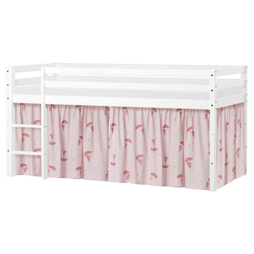 ECO Dream Halvhøj seng (delbar) hvid 90x200, med forhæng rød