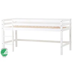 ECO Dream Halvhøj seng (delbar) hvid 90x200, med forhæng rød