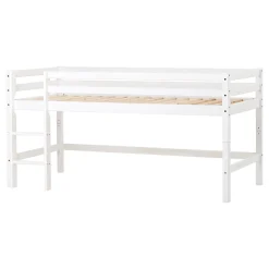 ECO Dream Halvhøj seng (delbar) hvid 90x200, med forhæng rød