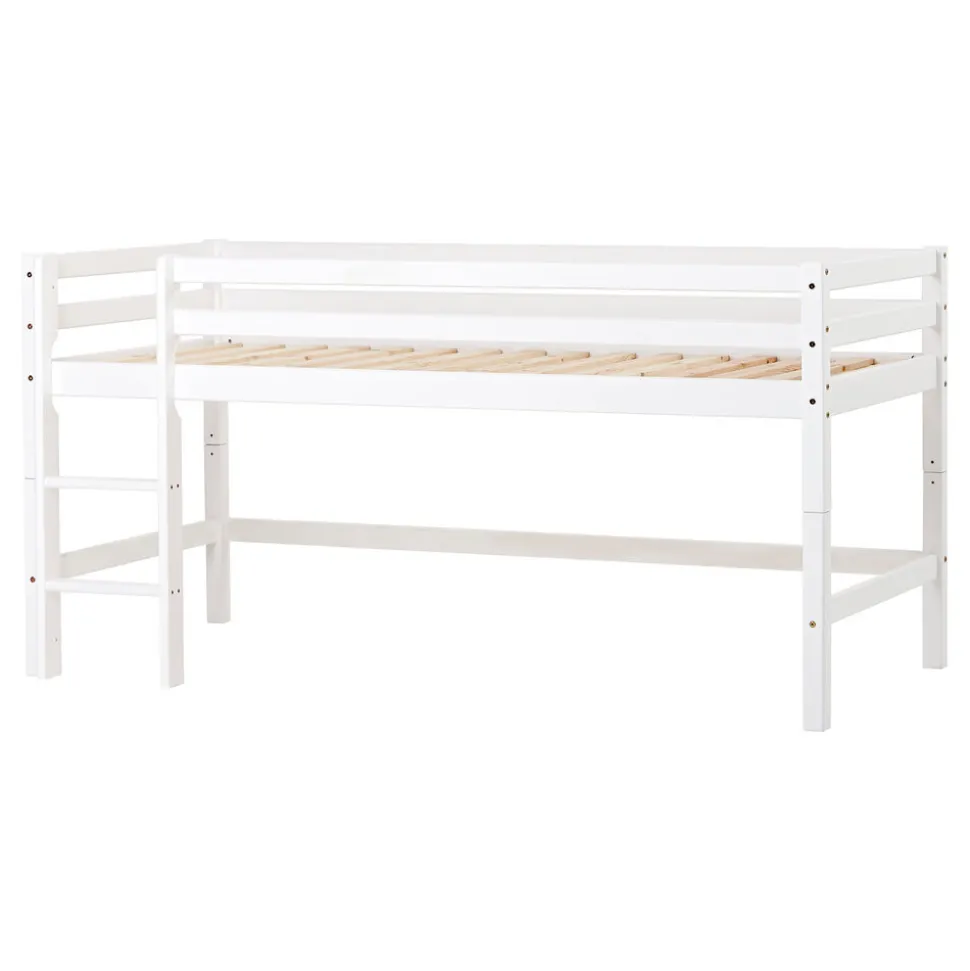 ECO Dream Halvhøj seng (delbar) hvid 90x200, med forhæng rød