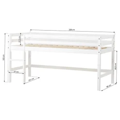 ECO Dream Halvhøj seng (delbar) hvid 90x200, med forhæng rød