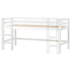 ECO Dream Halvhøj seng (delbar) hvid 90x200, med forhæng rød