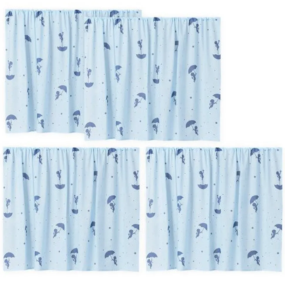 ECO Dream Halvhøj seng (delbar) hvid 90x200, med forhæng blå